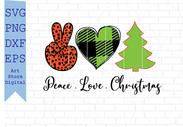 Peace Love Christmas SVG, Peace Love Christmas Svg, Peace Svg, Love Svg, Christmas Tree SVG, Merry Christmas Saying Svg, Christmas Clip Art, Christmas Cut Files, Cricut, Silhouette Cut File. SVG Artstoredigital 