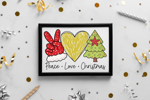 Peace Love Christmas Tree PNG Sublimation Design Sublimation CraftLabSVG 