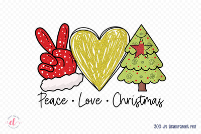 Peace Love Christmas Tree PNG Sublimation Design Sublimation CraftLabSVG 