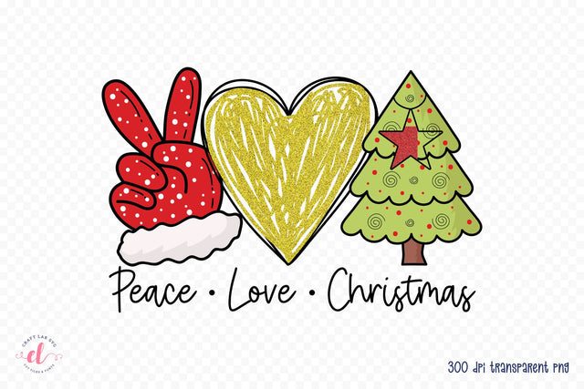 Peace Love Christmas Tree PNG Sublimation Design Sublimation CraftLabSVG 