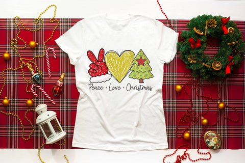 Peace Love Christmas Tree PNG Sublimation Design Sublimation CraftLabSVG 
