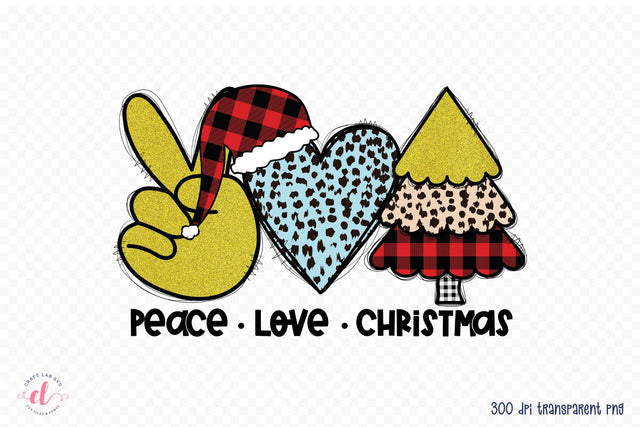 Peace Love Christmas Tree Sublimation Design Sublimation CraftLabSVG 