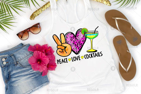 Peace love Cocktails SVG Sublimation Regulrcrative 