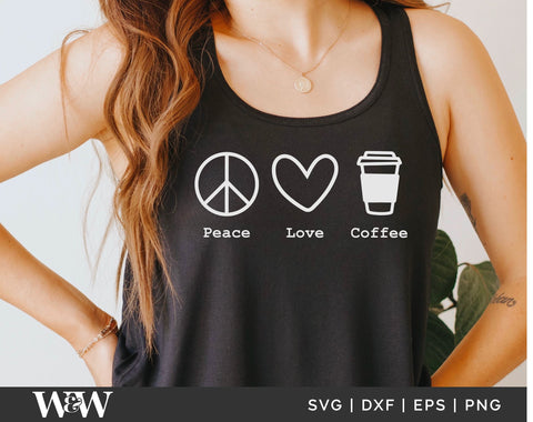 Peace Love Coffee SVG | Coffee Lover SVG SVG Wood And Walt 