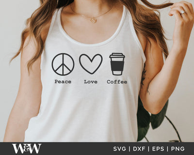 Peace Love Coffee SVG | Coffee Lover SVG SVG Wood And Walt 