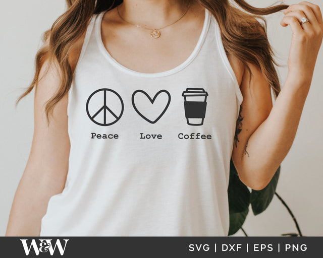 Peace Love Coffee SVG | Coffee Lover SVG SVG Wood And Walt 