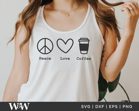 Peace Love Coffee SVG | Coffee Lover SVG SVG Wood And Walt 