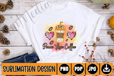 Peace Love Coffee,Sublimation SVGs,Quotes and Sayings,Food & Drink,On Sale, Print & Cut SVG Newmockups 