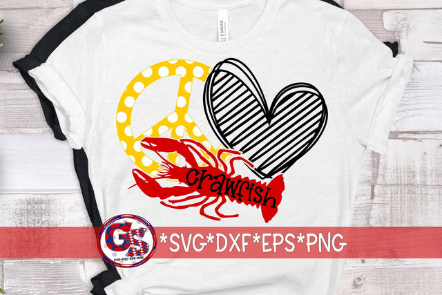 Peace Love crawfish SVG DXF EPS PNG SVG Greedy Stitches 