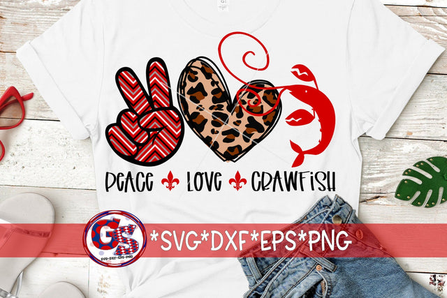 Peace Love Crawfish SVG DXF EPS PNG SVG Greedy Stitches 