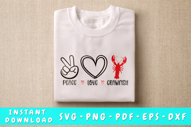 Peace Love Crawfish SVG SVG HappyDesignStudio 