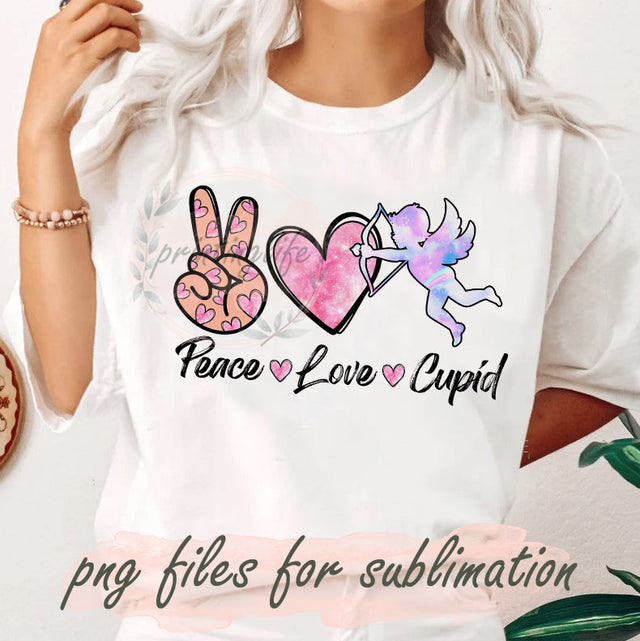 Peace Love Cupid Png, Valentine's Day Design Png, Valentine Sublimation Png, Heart Png, Love Png, Pink Glitter Png, Instant Download Sublimation PrintingLife 