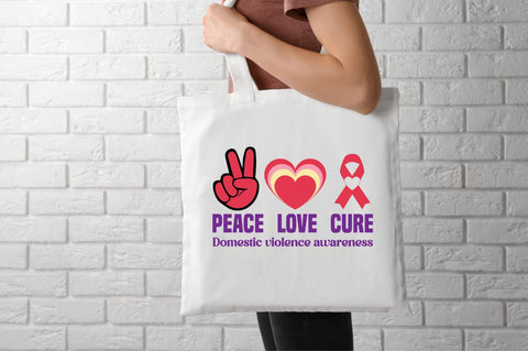 peace love Cure Domestic violence awareness SVG SVG DESIGNISTIC 