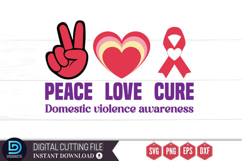 peace love Cure Domestic violence awareness SVG SVG DESIGNISTIC 