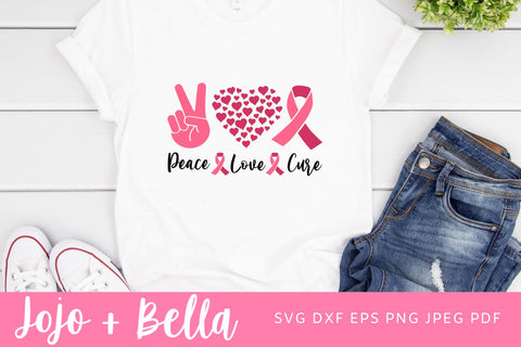Peace Love Cure SVG, Cancer quote, Breast Cancer Awareness Svg, World Cancer Day Svg, Cancer Awareness Shirt Svg, Cricut SVG, Sublimation SVG Jojo&Bella 