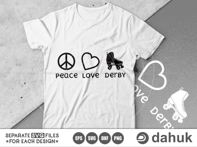 Peace Love Derby svg, Roller Skates SVG, Roller Derby svg, Cut file, for silhouette, clipart, cricut design space, vinyl cut files SVG dahukdesign 