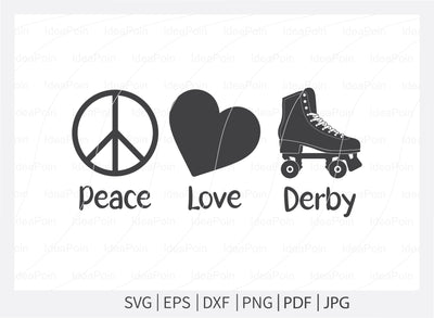 Peace love derby svg, Roller Skating svg, Roller Skating vector, Adult Skate Night, Roller Skates saying, Roller Derby quotes, Roller Skating Png, Dxf, Svg SVG Dinvect 
