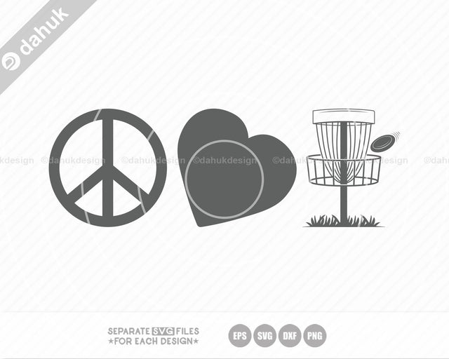 Peace Love Disc Golf SVG, Disc Golf SVG, Disc Golf Buddy, Disc Golf Cricut, Cut file, for silhouette, svg, Design space, vinyl cut files SVG dahukdesign 