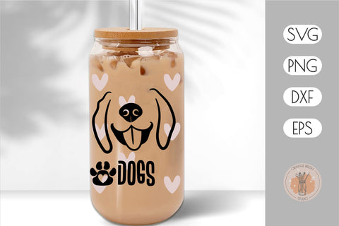 Peace Love Dogs Beer Can Glass Wrap Libbey Glass SVG SVG OrangeBrushStudio 