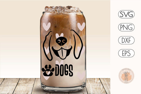 Peace Love Dogs Beer Can Glass Wrap Libbey Glass SVG SVG OrangeBrushStudio 
