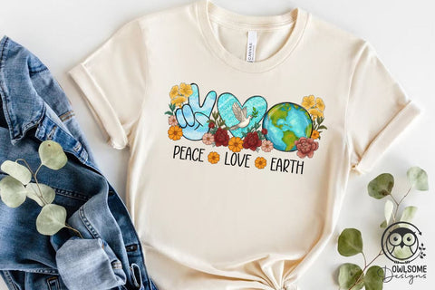 Peace Love Earth Day PNG Sublimation Sublimation Owlsome.Designs 