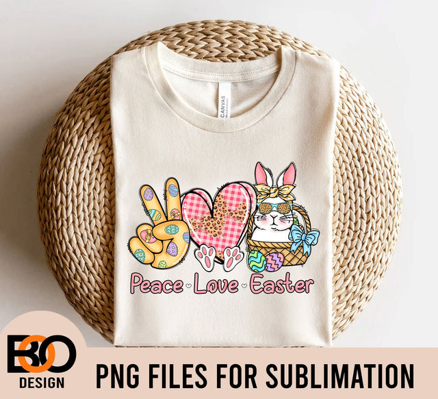 Peace Love Easter Bunny Sublimation PNG Download, Easter Bunny png, Bunny png, Easter png Sublimation BOO-design 