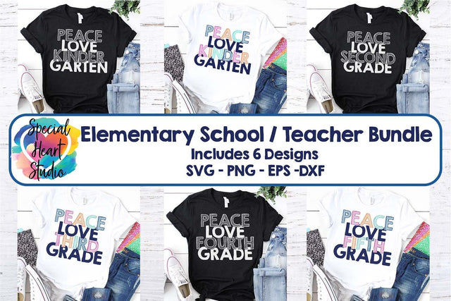 Peace Love Elementary Grades Mini Bundle SVG Special Heart Studio
