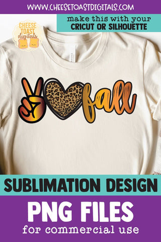 Peace Love Fall | Pumpkin Leopard Print Sublimation PNG Sublimation Cheese Toast Digitals 