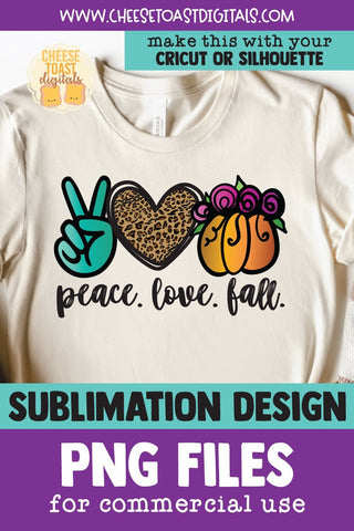 Peace Love Fall | Pumpkin Leopard Print Sublimation PNG Sublimation Cheese Toast Digitals 