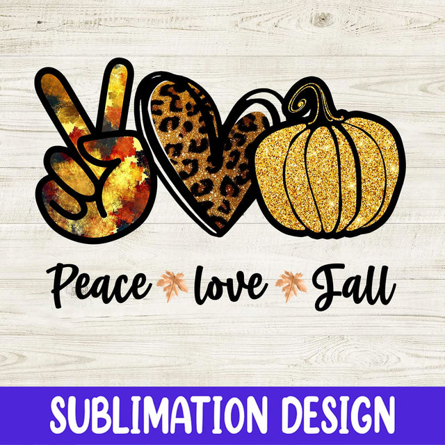 Peace Love Fall Pumpkin Leopard Print Sublimation PNG Sublimation iStyleDesign 