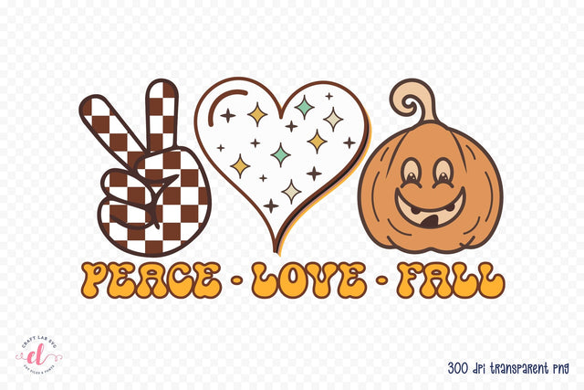 Peace Love Fall | Retro Fall Sublimation Design Sublimation CraftLabSVG 