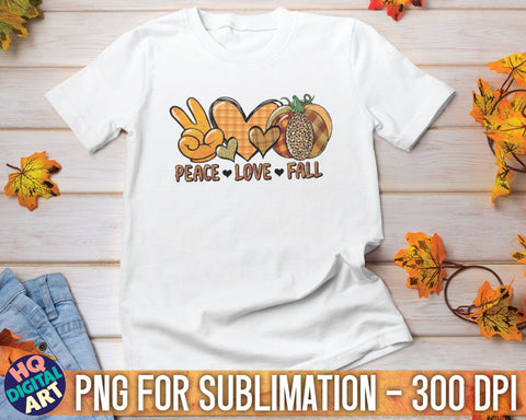 Peace Love Fall Sublimation PNG Sublimation HQDigitalArt 