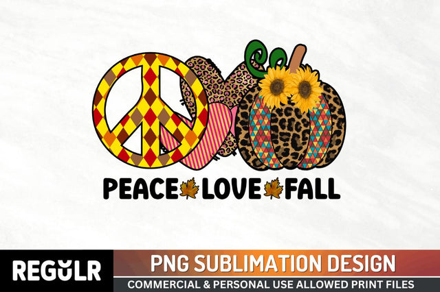 Peace love fall Sublimation PNG, Vintage Autumn Sublimation Design Sublimation Regulrcrative 