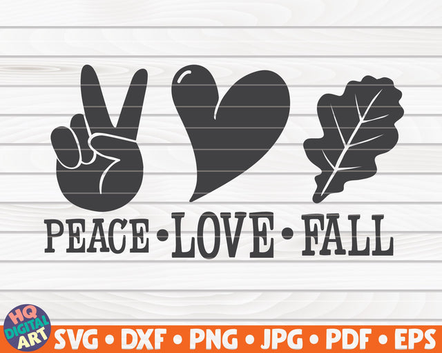 Peace Love Fall with leaf SVG | Fall SVG SVG HQDigitalArt 