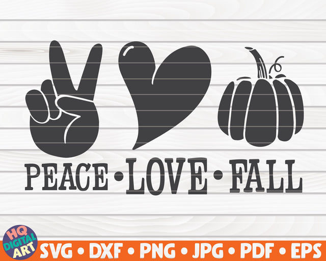 Peace Love Fall with pumpkin SVG | Fall SVG SVG HQDigitalArt 