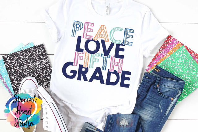 Peace Love Fifth Grade SVG Special Heart Studio 