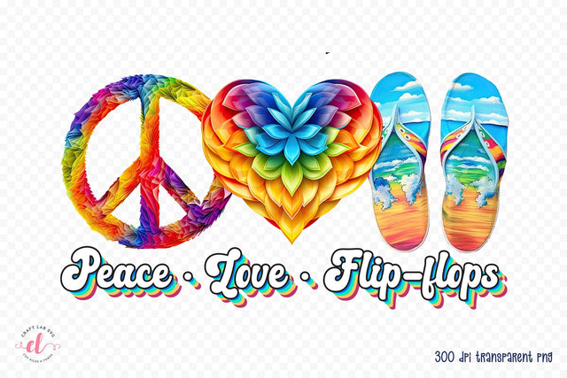 Peace Love Flip Flops PNG Sublimation Design Sublimation CraftLabSVG 