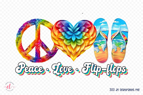 Peace Love Flip Flops PNG Sublimation Design Sublimation CraftLabSVG 