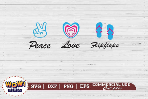 Peace love flipflops svg, Summer svg, Beach svg, Png, Dxf SVG Wowsvgstudio 