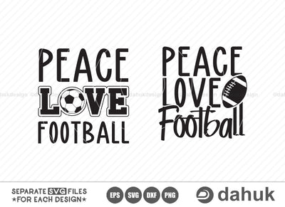 Peace Love Football, Football quotes design, Football funny design, Love Football, Football Heart, Game day svg, Football shirt svg, Cut file, for silhouette, svg, eps, dxf, png, clipart cric SVG dahukdesign 