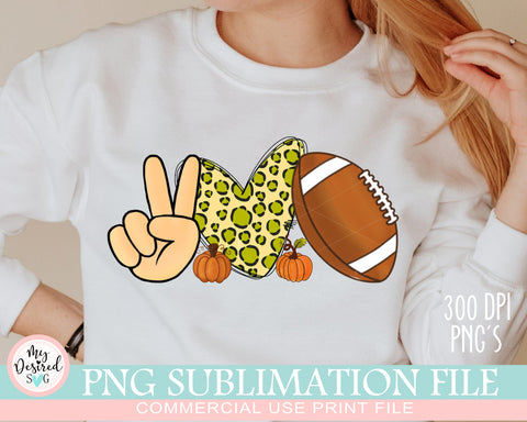 Peace Love Football PNG, Halloween Design - So Fontsy