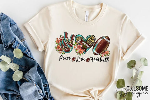 Peace Love Football PNG Sublimation Sublimation Owlsome.Designs 