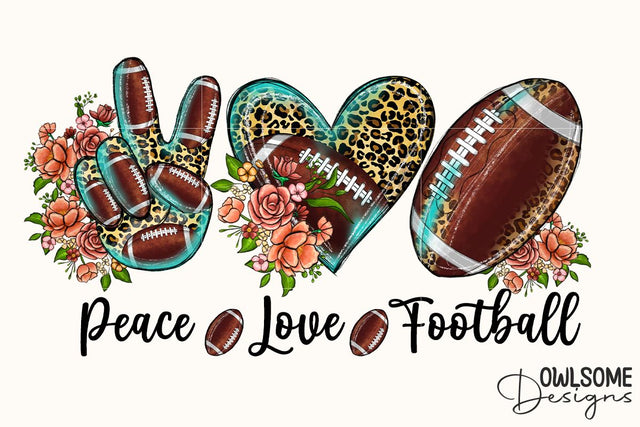 Peace Love Football PNG Sublimation Sublimation Owlsome.Designs 