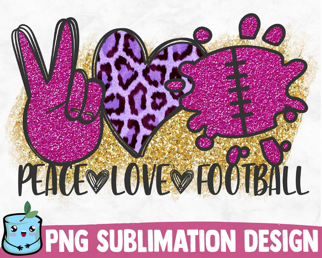 Peace Love Football Sublimation Design Sublimation MintyMarshmallows 