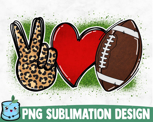 Peace Love Football Sublimation Design Sublimation MintyMarshmallows 