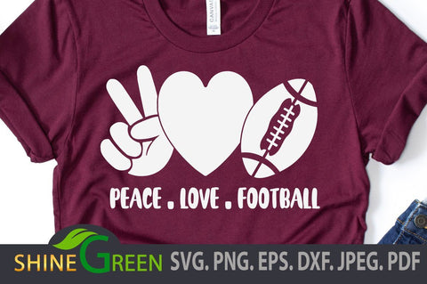 Peace Love Football SVG PNG EPS DXF SVG Shine Green Art 