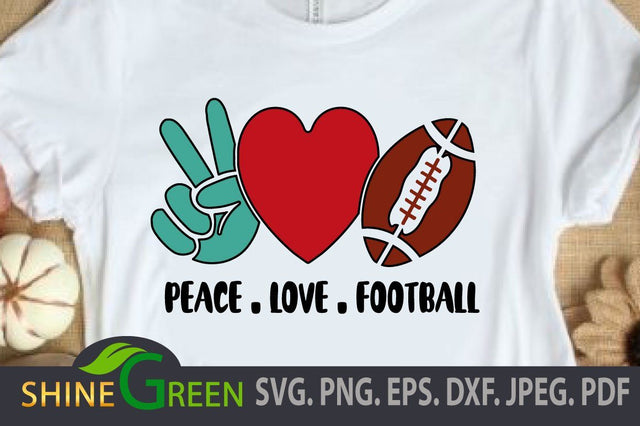 Peace Love Football SVG PNG EPS DXF SVG Shine Green Art 