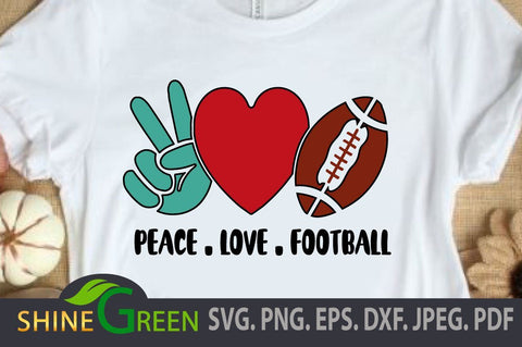 Peace Love Football SVG PNG EPS DXF SVG Shine Green Art 