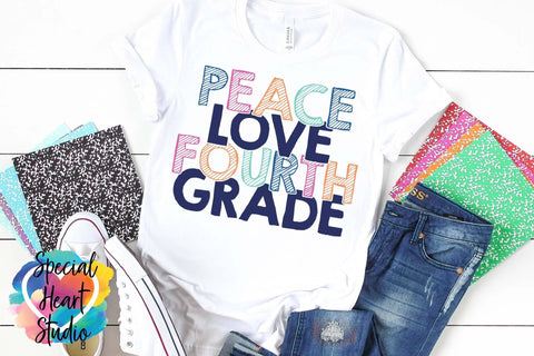 Peace Love Fourth Grade SVG Special Heart Studio 