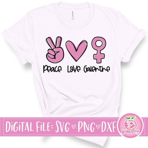 Peace Love Galentine | SVG Cut fie | Patterned PNG for Print SVG SparkleBerry 